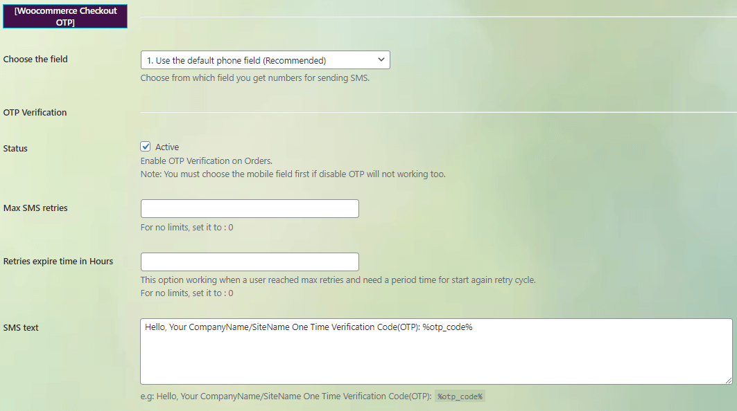 Bangladesh WooCommerce Plugin Checkout OTP 2